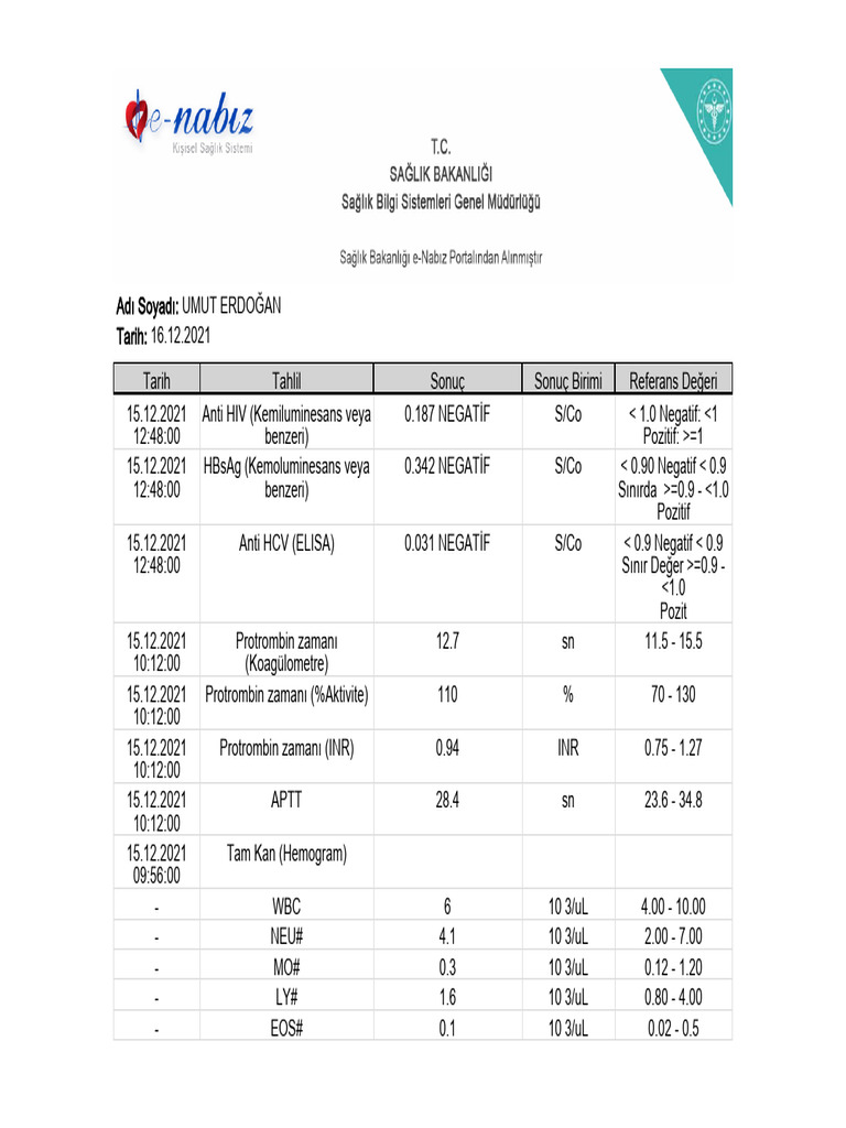 Enabiz Tahlilleri PDF
