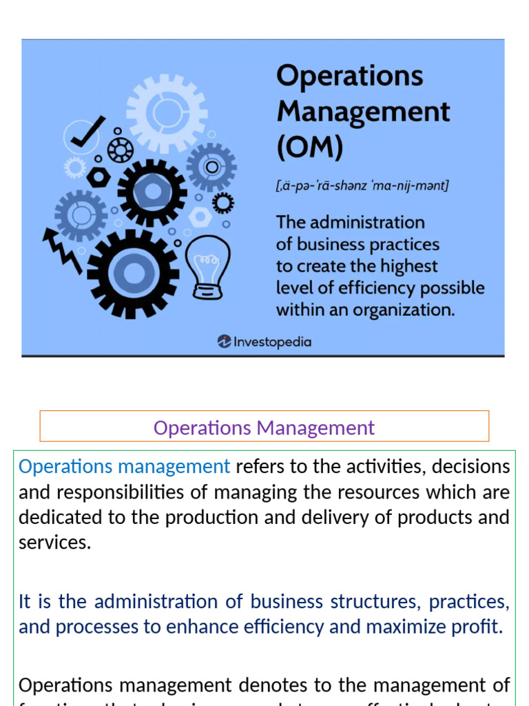 Operations Management | PDF | Operations Management | System