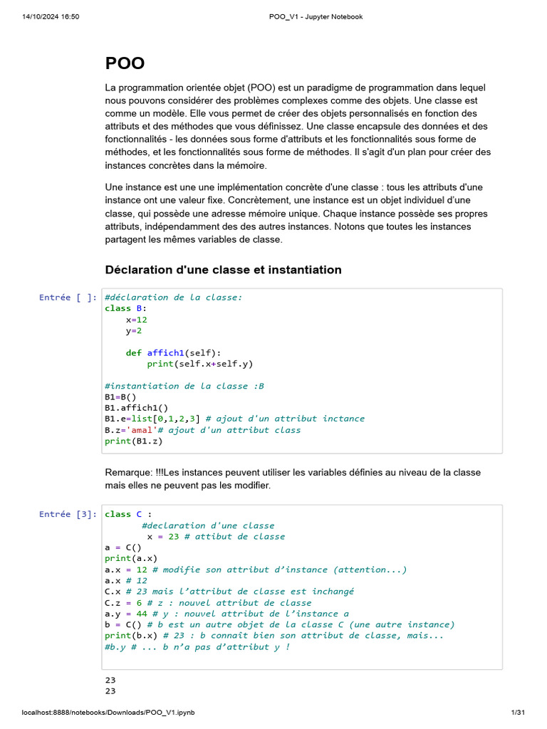 Introduction à la Programmation Orientée Objet | PDF | Classe ...