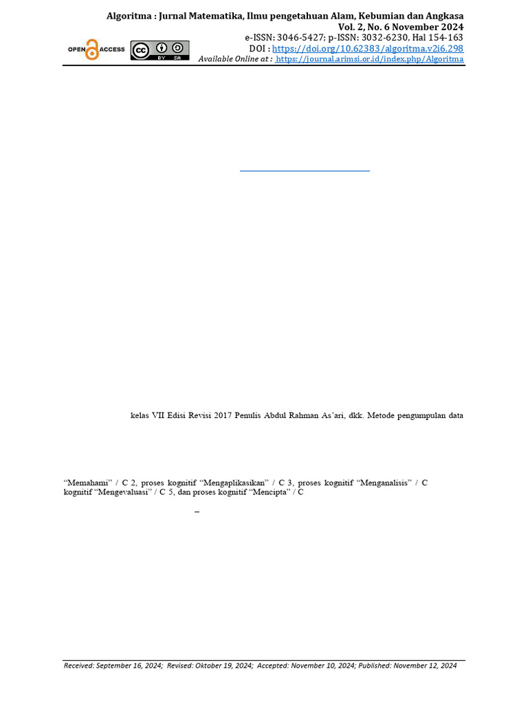 Algoritma+vol+2+no +6+november+2024+hal+154-163 | PDF | Karier ...