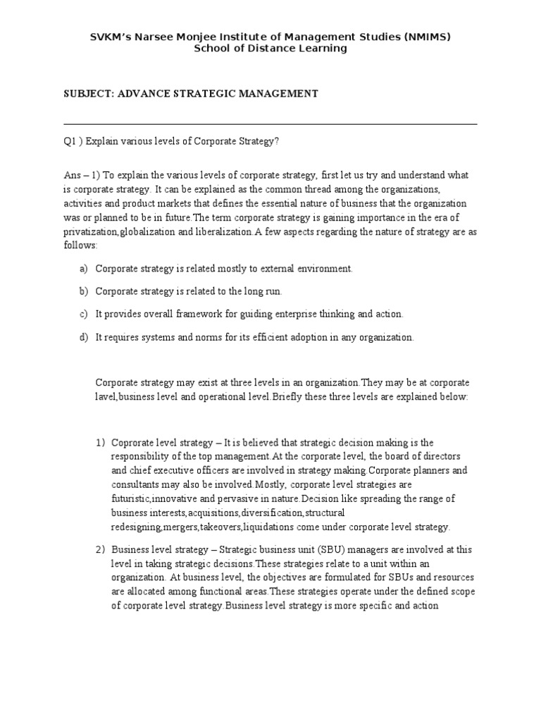 Assignment Advance Strategic Management | PDF | Corporate Social ...