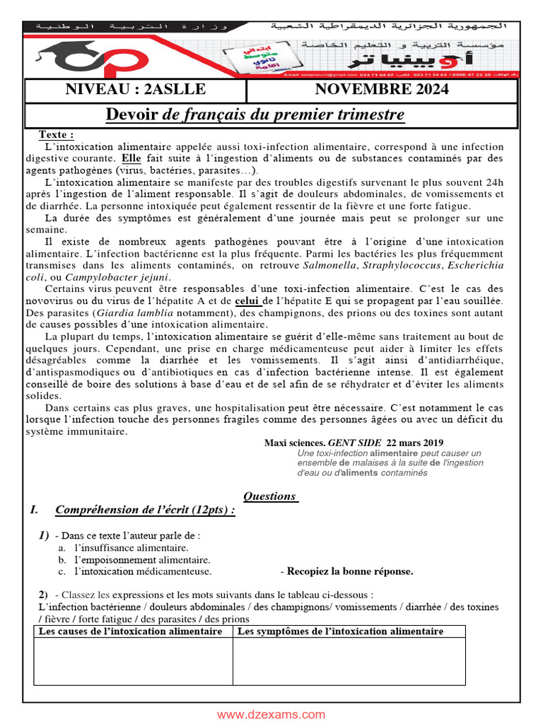 Toxi-infection alimentaire : causes et symptômes | PDF | Intoxication ...