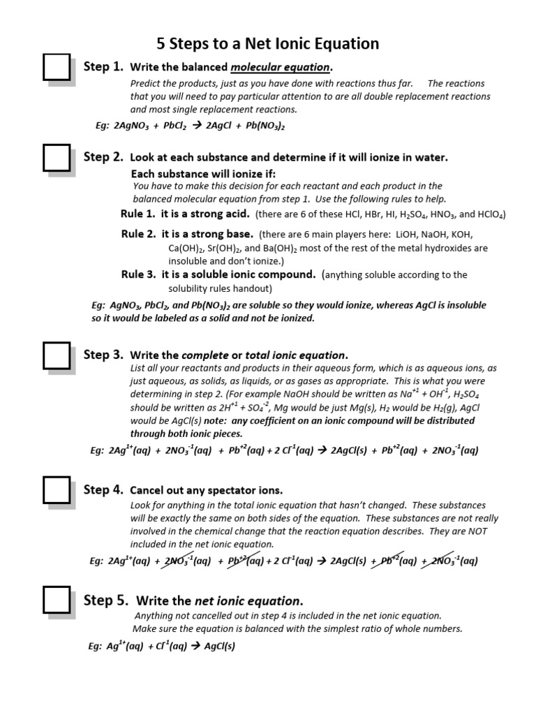 Chemistry: Net Ionic Equations Guide | PDF | Hydroxide | Aqueous Solution