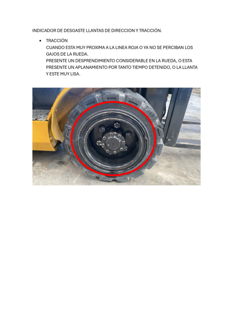 Indicador de Desgaste Llantas de Direccion y Tracción | PDF