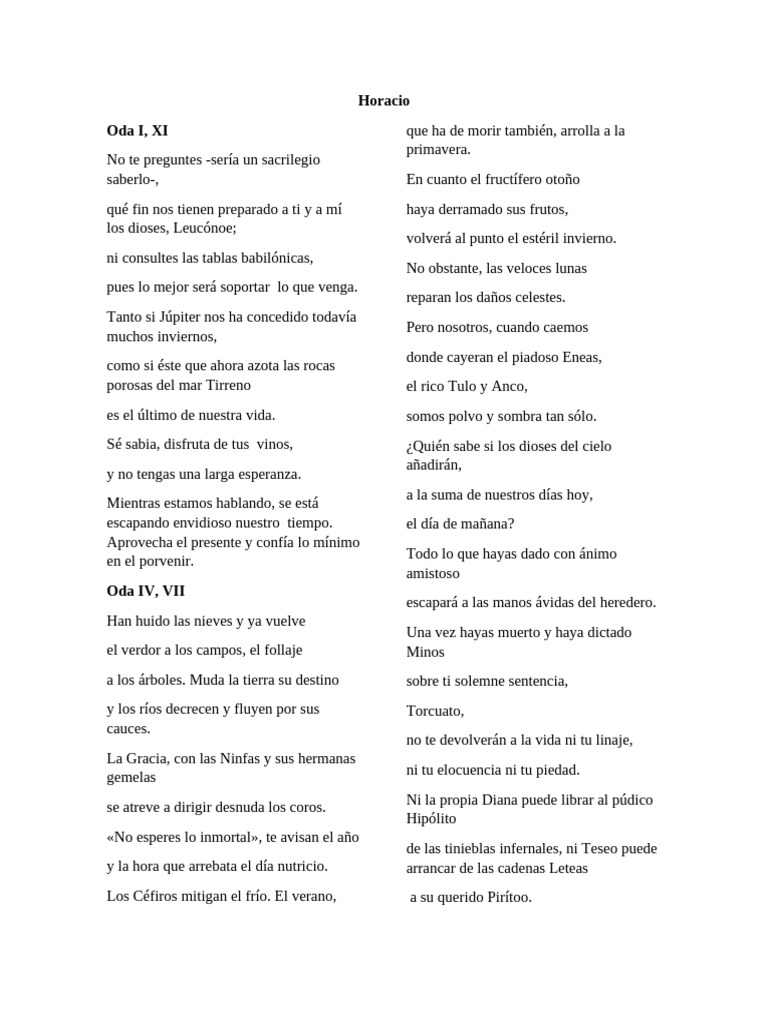 Reflexiones sobre el tiempo y la vida en Horacio | PDF