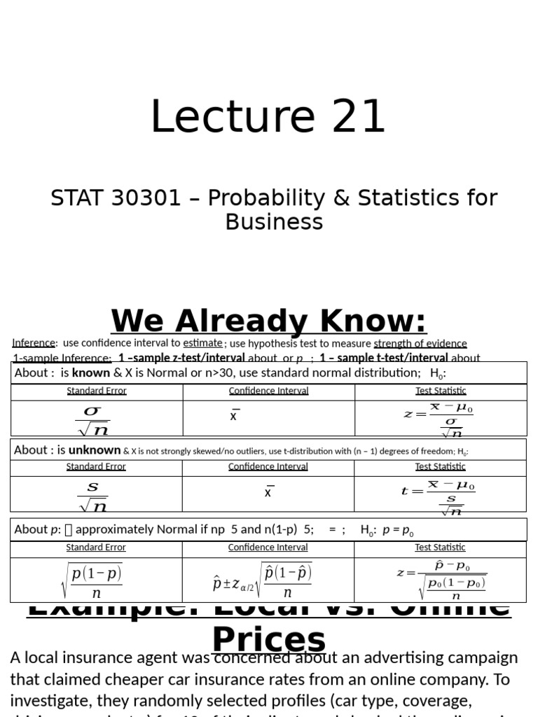 Lecture 21 Stats 30301 Pdf Mean Statistics