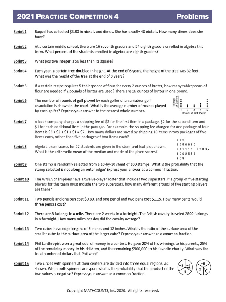 MATHCOUNTS Practice Test Solutions | PDF | Tetrahedron | Area