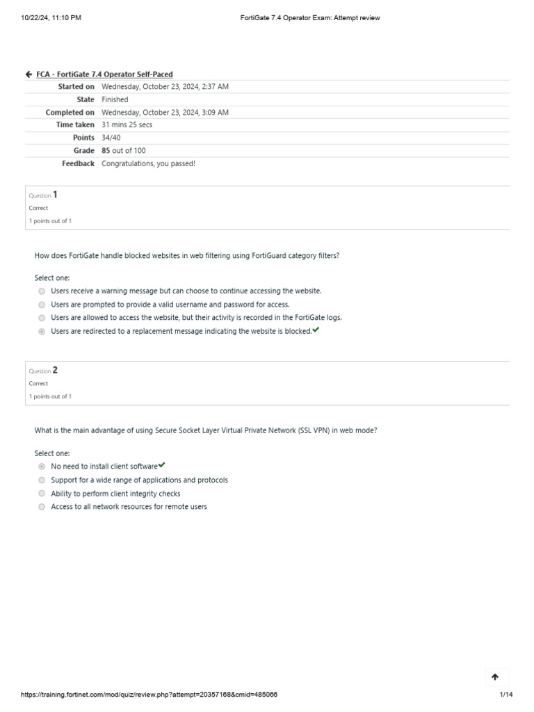 Fortigate 7 4 operator exam attempt review pdf transport layer