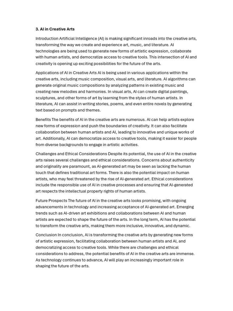 AI in Creative Arts | PDF | Artificial Intelligence | Intelligence (AI ...