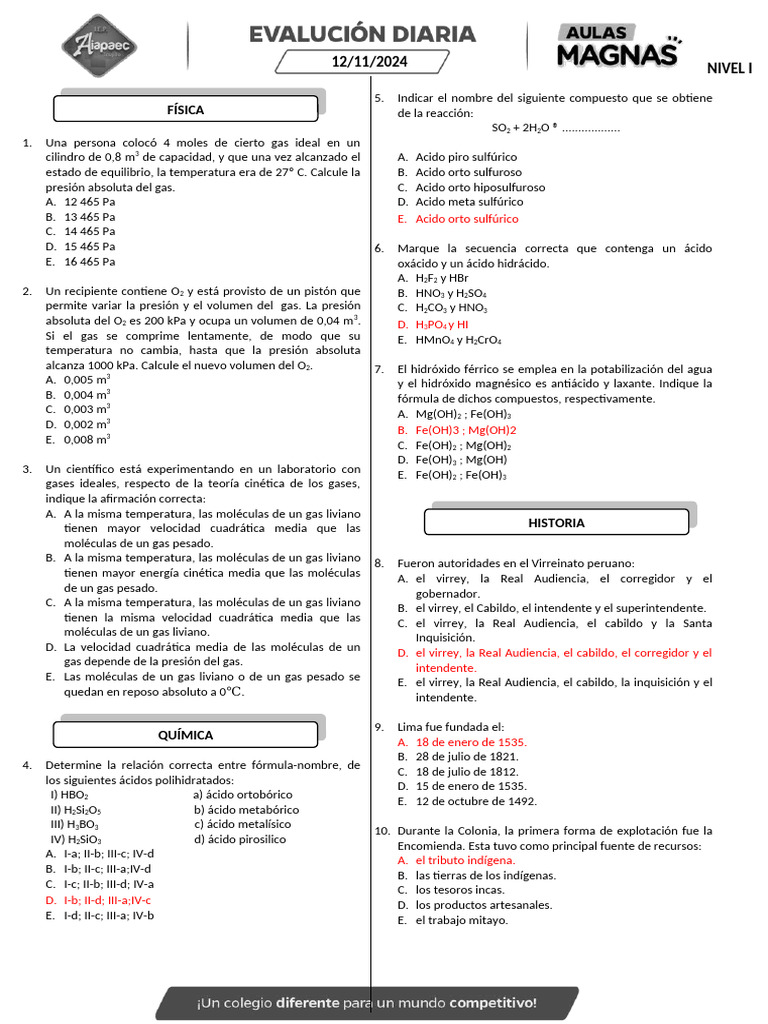 EVALUACIONES | PDF | Gases | Fases de la materia