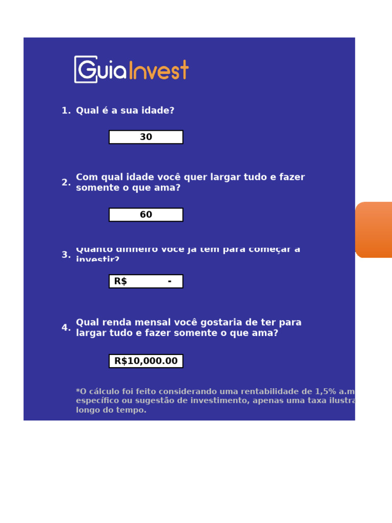 Guiainvest Planilha Quanto Investir Por Mês | PDF