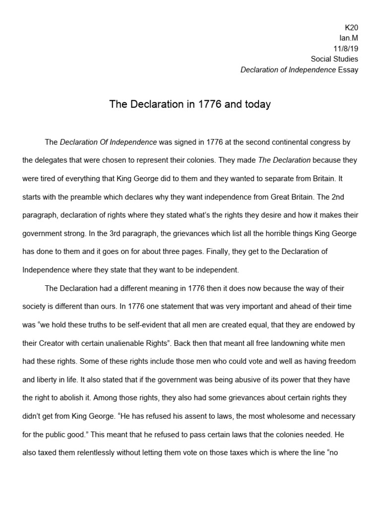 main themes of declaration of independence