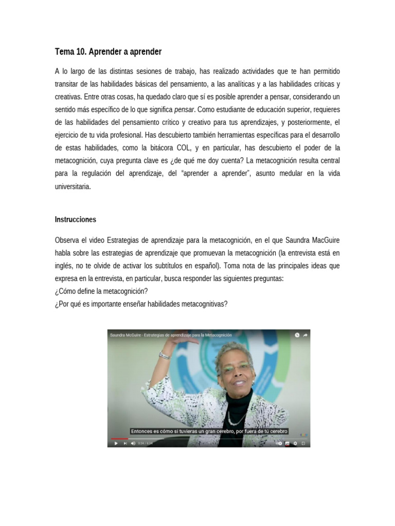 Metacognición y Aprendizaje Efectivo | PDF | Crecimiento personal y ...