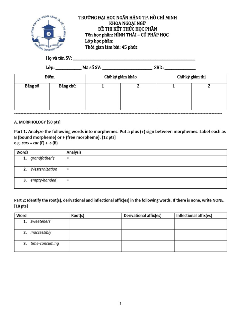 Final MorphoSyntax 2021 - Sample For Students | PDF | Word | Clause