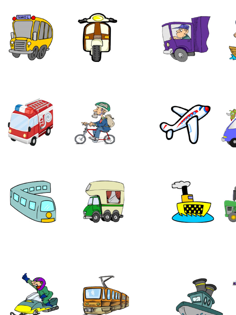 Means of transport vocabulary esl matching exercise worksheet for kids