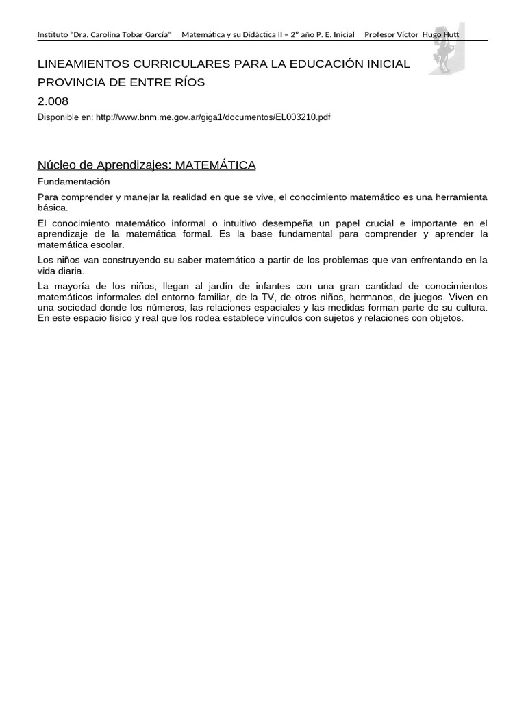 Didáctica de Matemática en Educación Inicial | PDF | Educación de la ...