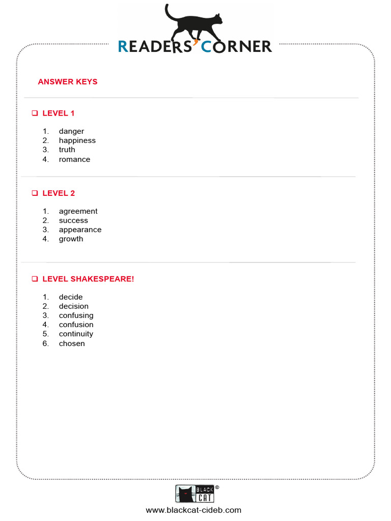 Answer Keys for Language Levels | PDF