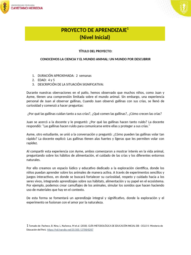 Aprendizaje sobre Ciencia y Animales | PDF | Educación de la primera ...