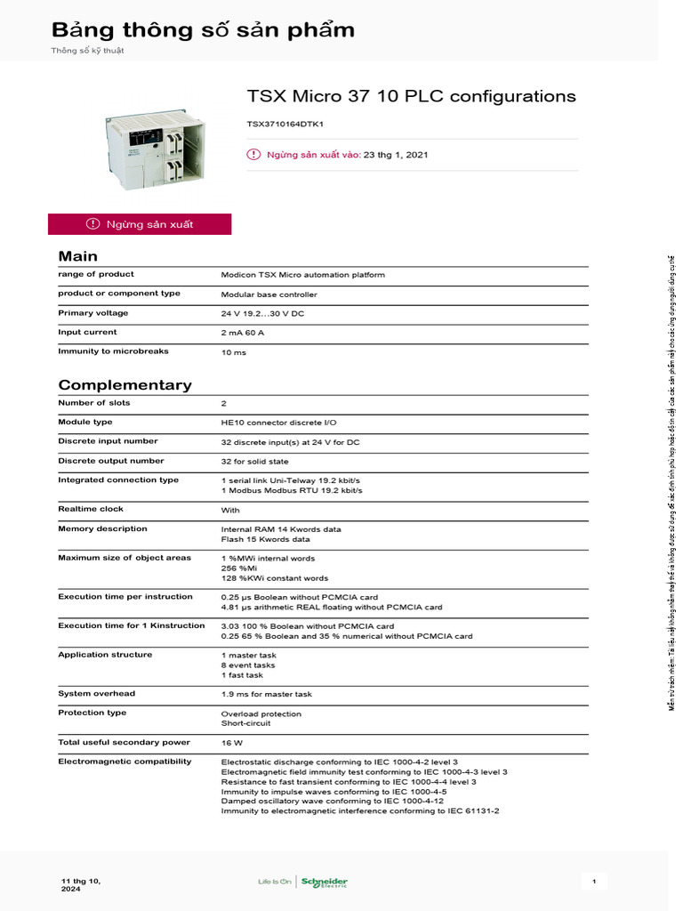 Schneider Electric - Modicon-TSX-Micro - TSX3710164DTK1 | PDF