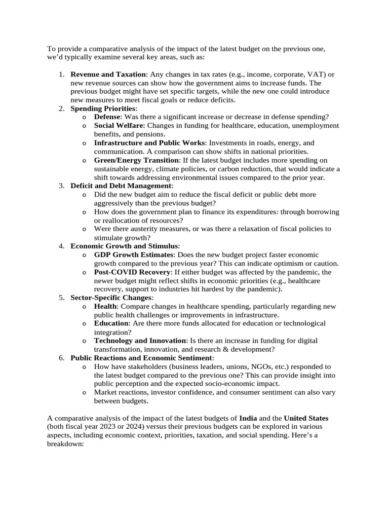 Comparative Analysis of 2023 Budgets | PDF | Government Budget Balance ...
