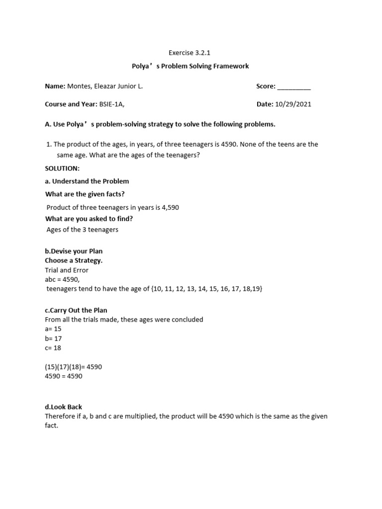 Polyas problem solving framework eleazar l montes pdf