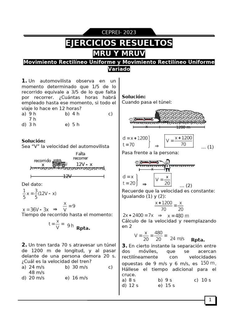 Ejercicios Resueltos de MRU y MRUV | PDF | Tasas temporales | Mecánica