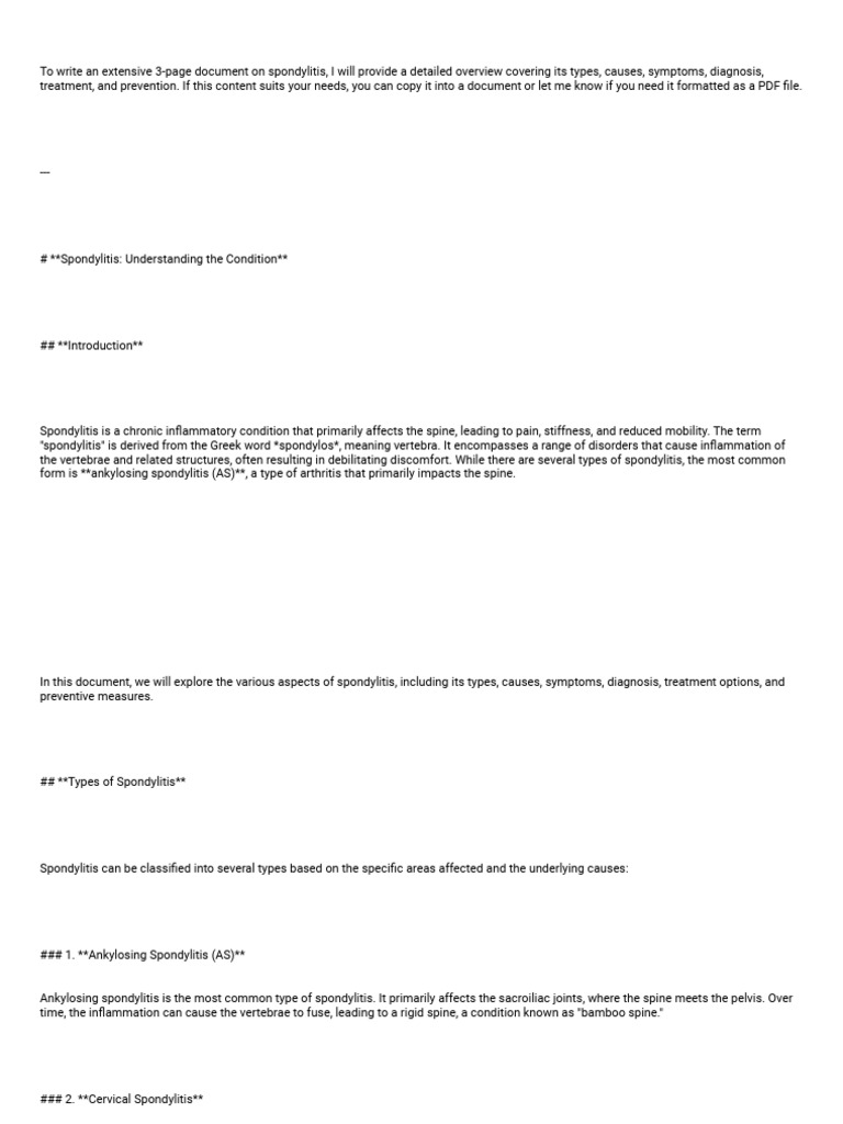 Details of Spondylitis | PDF | Psoriasis | Back Pain