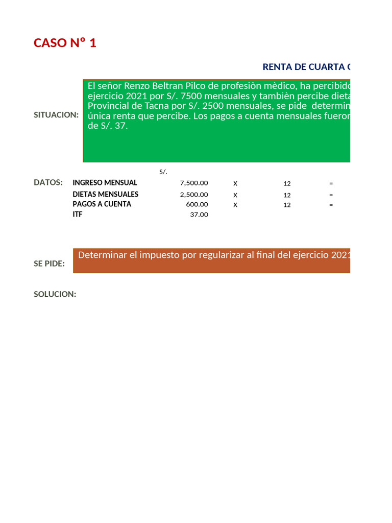 Caso Rentas 4 y 5 Categoria 2024-CO | PDF | Impuesto sobre la renta ...