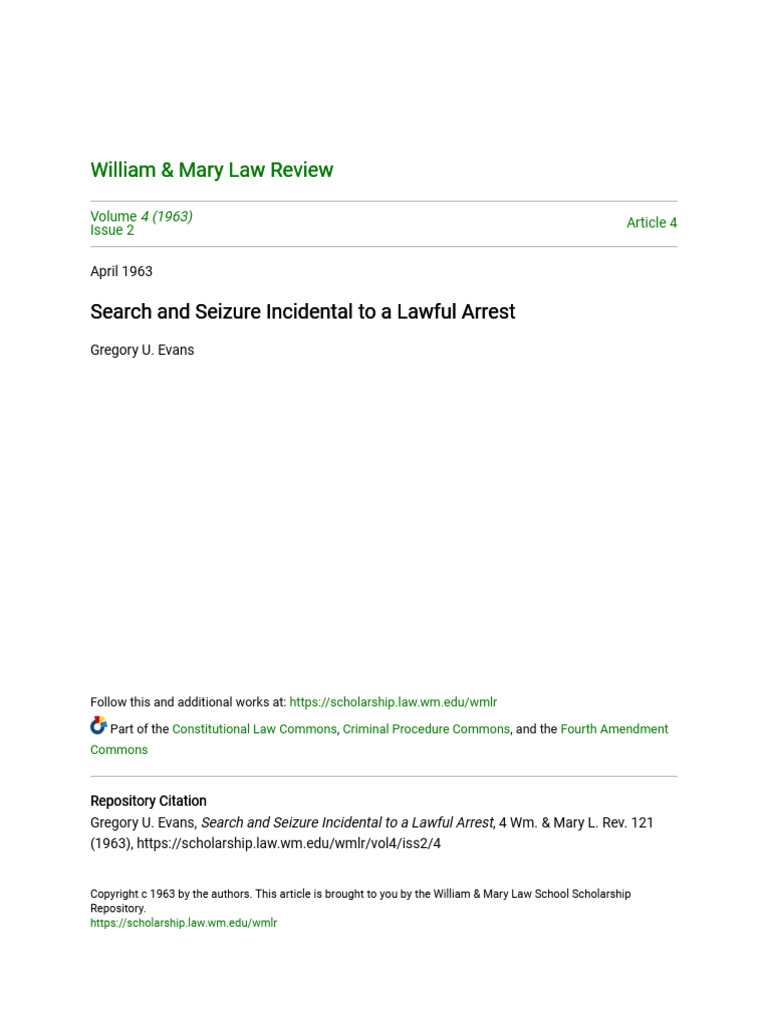 Search and Seizure in Lawful Arrest | PDF | Search And Seizure | Search ...