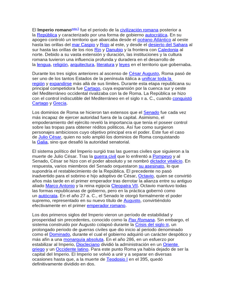 El Imperio Romano | PDF | imperio Romano | Antiguedad clasica