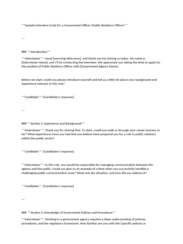 Government Officer Interview Script | PDF | Social Media | Popular ...