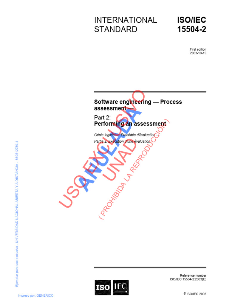 ISO/IEC 15504-2:2003 Process Assessment | PDF | International ...