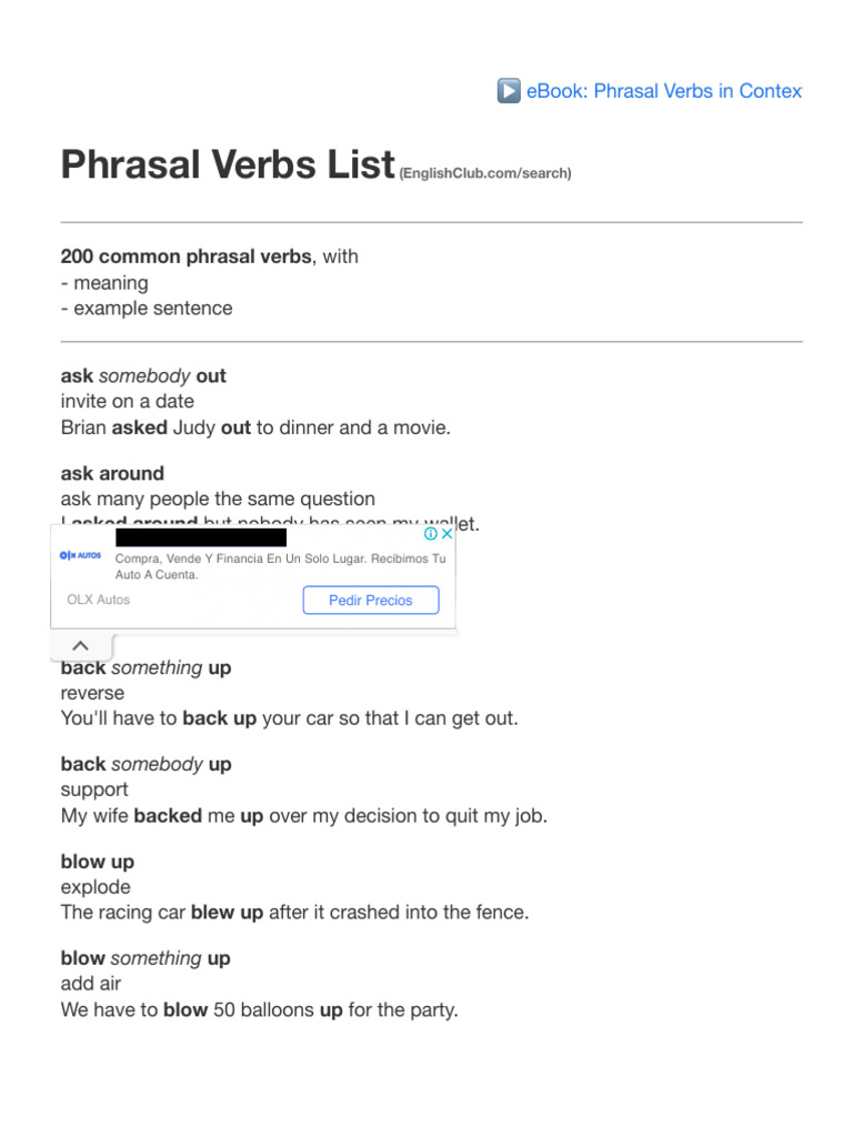 Phrasal Verbs Explained with Examples | PDF