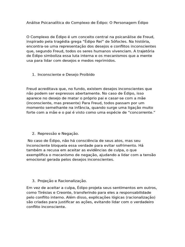 Édipo e o Desejo Reprimido na Psicanálise | PDF | Sigmund Freud ...