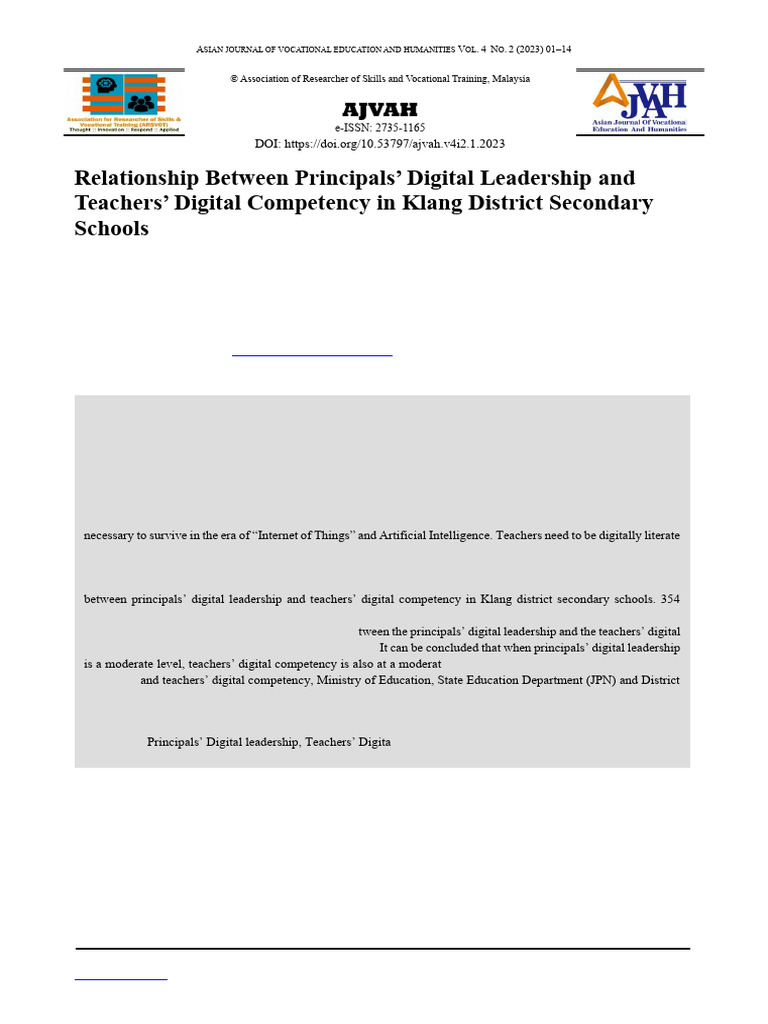 Digital Leadership & Teacher Competency in Schools | PDF | Teachers ...