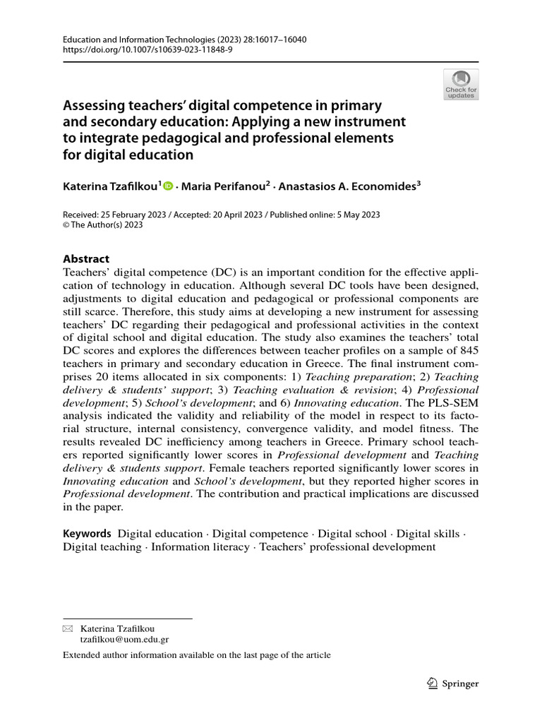 Assessing Teachers' Digital Competence | PDF | Teachers | Educational ...