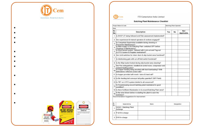 Batching Plant LOTO Safety Checklist | PDF | Finance & Money Management ...