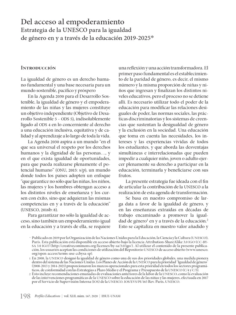 Estrategia UNESCO: Igualdad de Género en Educación | PDF | Estudios de ...