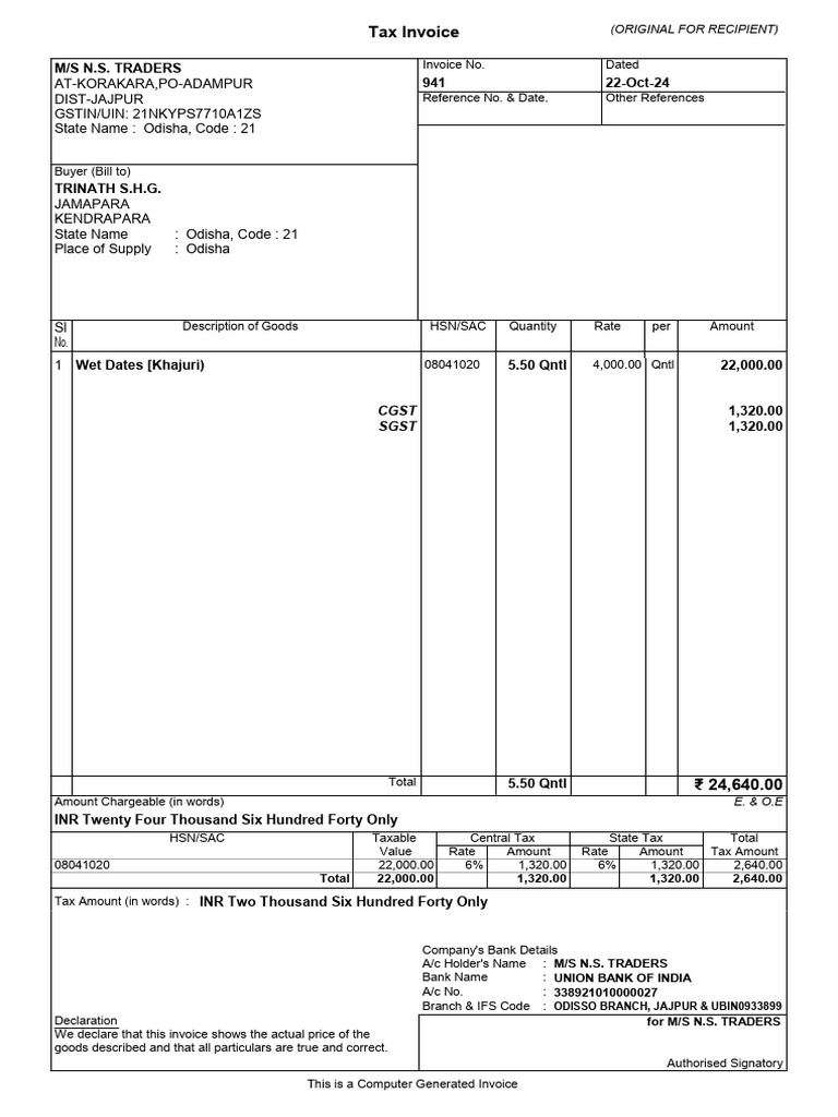Invoice 941 | PDF | Invoice | Government Finances