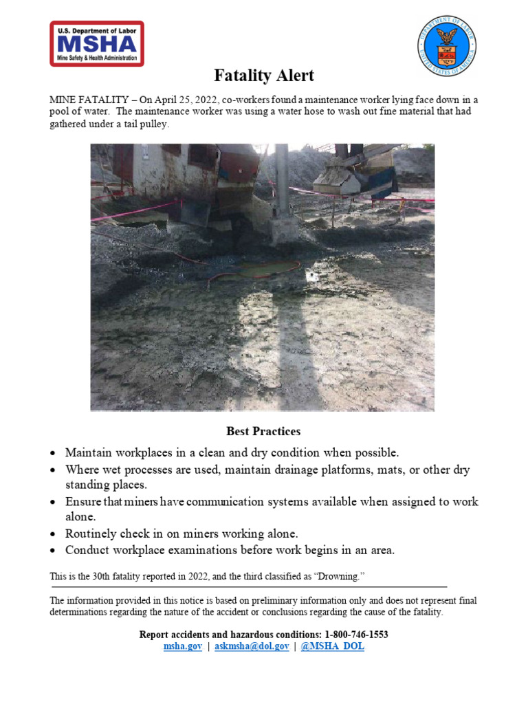 Mine Fatality Report: Drowning Incident | PDF