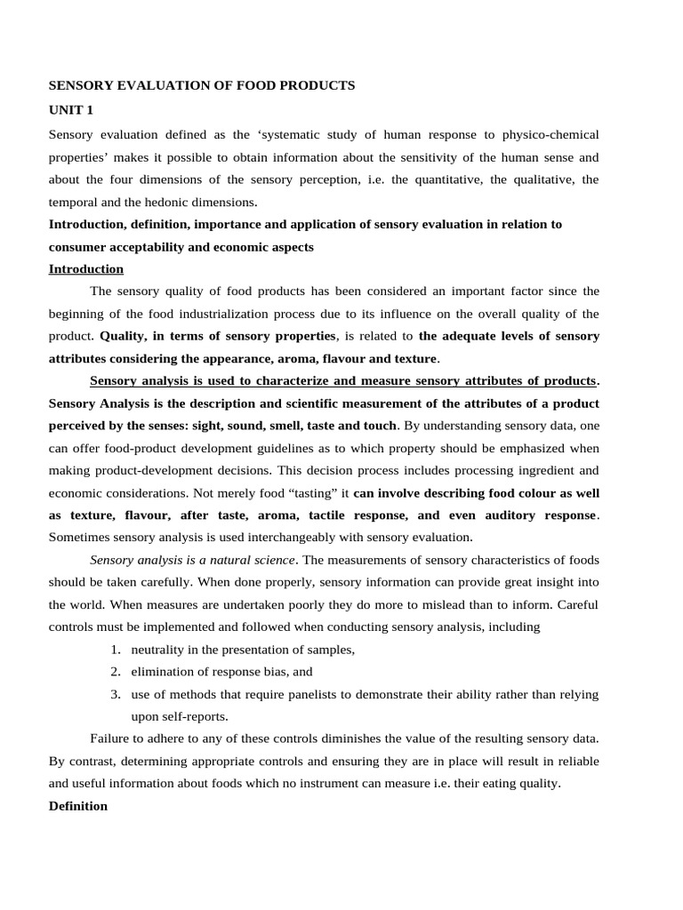 Sensory Evaluation in Food Quality | PDF | Senses | Taste