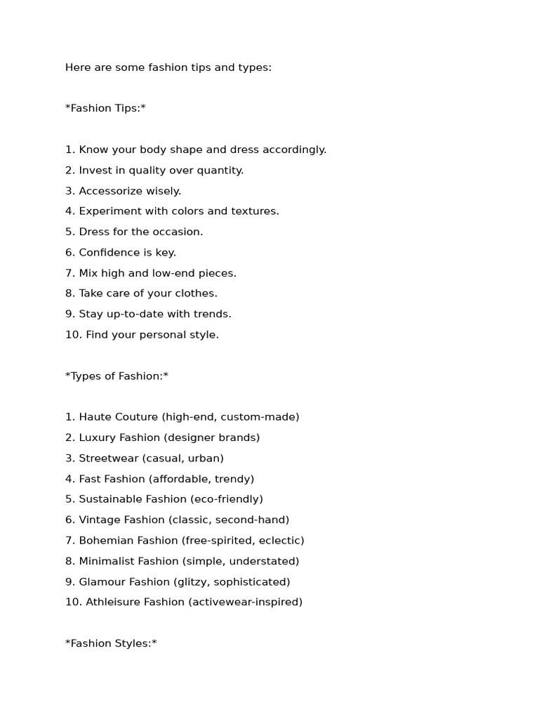 Essential Fashion Tips and Trends Guide | PDF