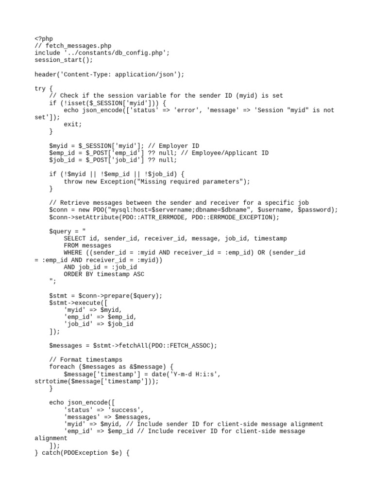 Fetch Job Messages via PHP Script | PDF