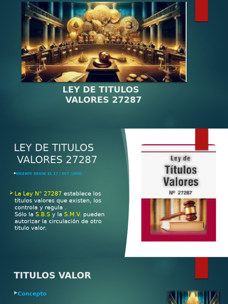 Ley 27287: Regulación de Títulos Valores | PDF