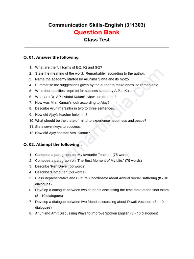 Communication Skills Exam Questions | PDF | Semantics | Semantic Units