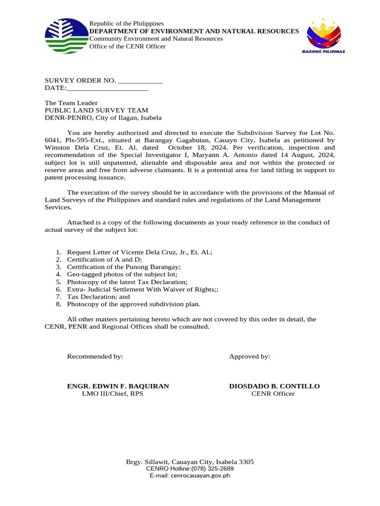 Survey Order for Land Titling in Isabela | PDF | Justice | Crime & Violence