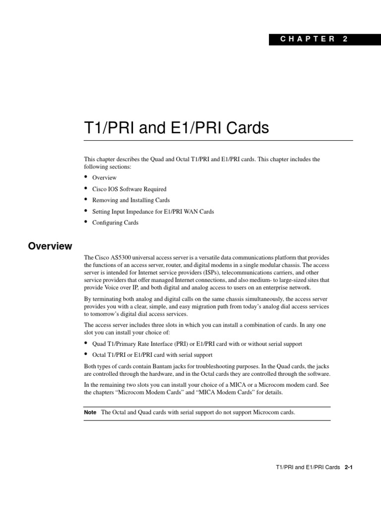 T1/PRI and E1/PRI Cards 21 PDF Electrical Connector Computer