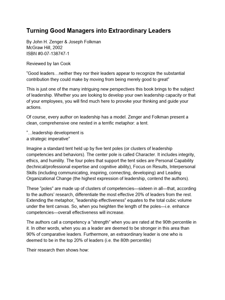 Turning Good Managers Into Extraordinary Leaders | PDF | Leadership ...