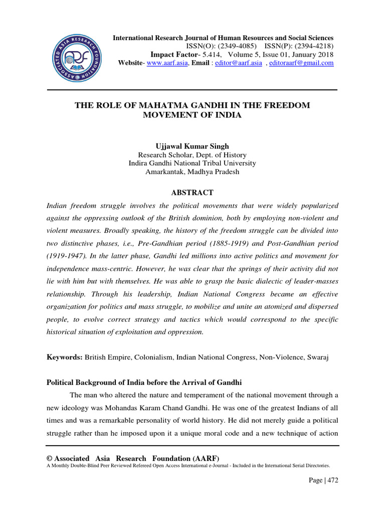 Gandhi's Impact on India's Freedom Movement | PDF | Mahatma Gandhi ...