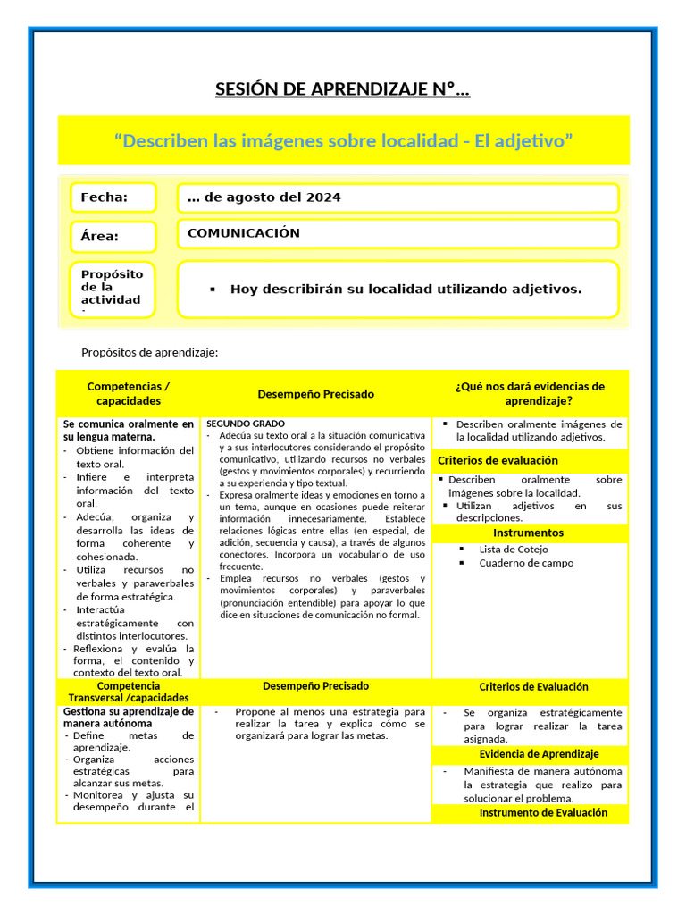 26 de Agosto - Comunicacion - Segundo Grado | PDF | Aprendizaje ...
